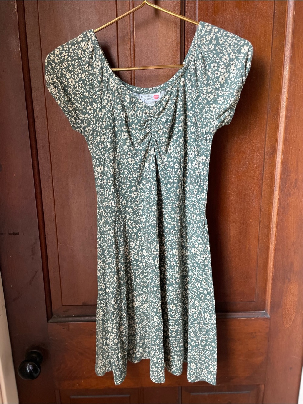 Colorful Planet girls extra large 14-16 green floral dress